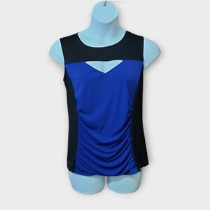 Catherines Blue and Black Colorblock Sleeveless Blouse ~size 2XWP